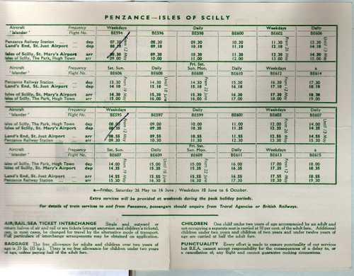 BEA Service Timetable